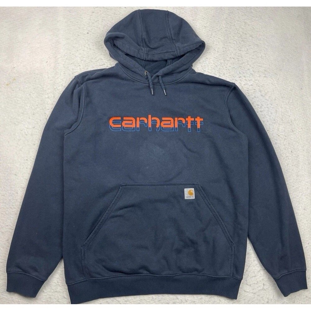 Carhartt Rain Defender Men’s Medium Loose Fit Blue Pullover Hoodie 2022